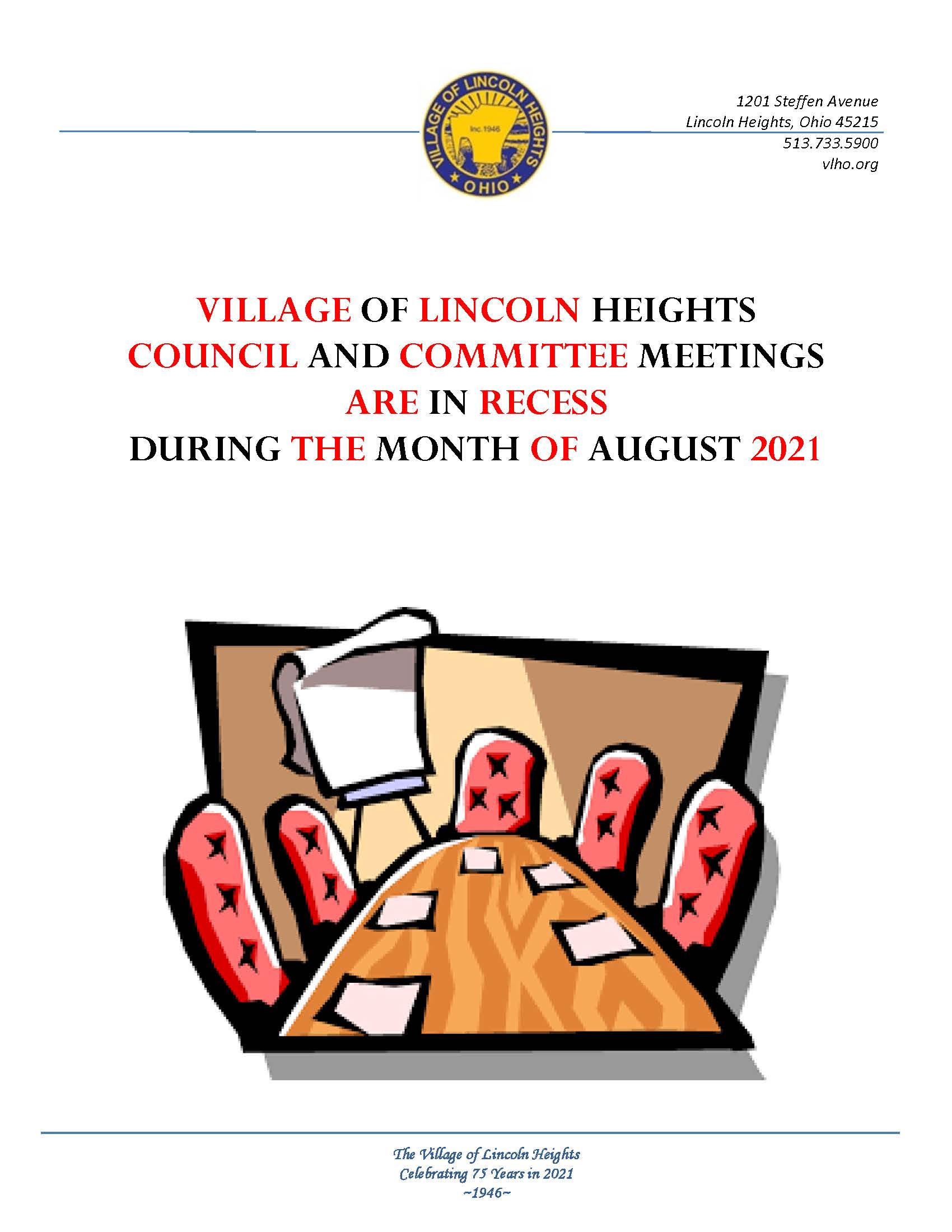 RECESS flyer for Council August 2021 recess